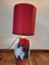 Red Ceramic Table Lamp with Dupion Silk Lampshade from Scheurich, 1950s 8