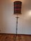 Antique Wrought Iron Floor Lamp with Silk Cylindrical Lampshade 1