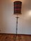 Antique Wrought Iron Floor Lamp with Silk Cylindrical Lampshade, Image 1
