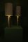 Kupfer Tischlampen mit Zylindrischem Lampenschirm aus Grüner Seide, 2er Set 8
