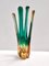 Vintage Vase aus Muranoglas in Grün & Bernsteinfarben, Italien, 1950er 1