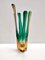 Vintage Green and Amber Murano Glass Centrepiece Vase, Italy, 1950s 5
