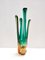 Vintage Green and Amber Murano Glass Centrepiece Vase, Italy, 1950s 6