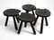 Mid-Century Three-Legged Horseshoe Stools in Pine, 1950s, Set of 4 4