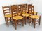 French Straw and Elm Chairs, Late 19th Century, Set of 8 3