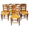 French Straw and Elm Chairs, Late 19th Century, Set of 8 1