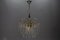 Lámpara de araña italiana en cascada de tres luces de cristal de Murano claro y latón cromado, años 70, Imagen 13