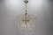 Lámpara de araña italiana en cascada de tres luces de cristal de Murano claro y latón cromado, años 70, Imagen 2