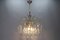 Lámpara de araña italiana en cascada de tres luces de cristal de Murano claro y latón cromado, años 70, Imagen 11