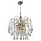 Italian Clear Murano Glass and Chromed Brass Three-Light Waterfall Chandelier, 1970s 1