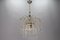 Lámpara de araña italiana en cascada de tres luces de cristal de Murano claro y latón cromado, años 70, Imagen 5