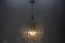 Lámpara de araña italiana en cascada de tres luces de cristal de Murano claro y latón cromado, años 70, Imagen 12