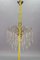 Lámpara de araña italiana en cascada de tres luces de cristal de Murano claro y latón cromado, años 70, Imagen 20