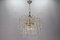 Lámpara de araña italiana en cascada de tres luces de cristal de Murano claro y latón cromado, años 70, Imagen 4