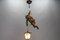 Lampada a sospensione con scultura di un alpinista intagliato a mano e lanterna, anni '30, Immagine 10