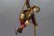 Lámpara colgante con escultura de alpinista tallada a mano y farol, años 30, Imagen 5