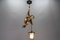 Lampada a sospensione con scultura di un alpinista intagliato a mano e lanterna, anni '30, Immagine 4