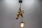 Pendant Light with Hand Carved Mountain Climber Sculpture and Lantern, 1930s 4