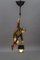 Pendant Light with Hand Carved Mountain Climber Sculpture and Lantern, 1930s 3