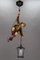 Lampe à Suspension avec Sculpture Mountain Climber Sculptée à la Main et Lanterne, 1930s 2