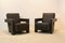 Chocolate Brown Leather Utrecht Lounge Chairs by Gerrit Rietveld for Cassina, 1980s, Set of 2 2