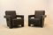 Set of Chocolate Brown Leather Utrecht Lounge Chairs by Gerrit Rietveld for Cassina, 1980s, Image 2