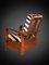 Art Deco Wooden Lounge Chairs with Folding Backs and Zebra Skin Cushions, Set of 2 7
