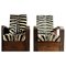 Art Deco Wooden Lounge Chairs with Folding Backs and Zebra Skin Cushions, Set of 2, Image 2