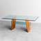 Glass and Wood Dining Table, 1980s 1