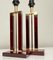 Dutch Brass and Red Acrylic Colomn Table Lamps, 1970, Set of 2, Image 4