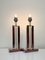 Dutch Brass and Red Acrylic Colomn Table Lamps, 1970, Set of 2 8