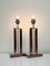 Dutch Brass and Red Acrylic Colomn Table Lamps, 1970, Set of 2, Image 8