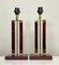 Dutch Brass and Red Acrylic Colomn Table Lamps, 1970, Set of 2 1