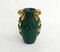 Kleine Mid-Century Vase in Amphorenform aus Grünem & Goldfarbenem Steingut von Poët Laval, Frankreich, 1950er 1