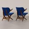 Blaue Pelican Armlehnstühle von Louis Van Teeffelen für Webe, 1960er, 2er Set 4