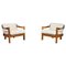 Mid-Century Walnut Armchairs with Bouclé Fabric from A.G Barcelona, Spain, 1960s, Set of 2 1
