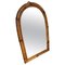 Italian French Riviera Bamboo & Rattan Bohemian Arched Wall Mirror, 1960s 1