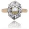 20. Jh. Gelbgold Platin Marquise Ring mit Perlen und Diamanten 1