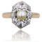 20th Century Pearl Diamonds Yellow Gold Platinum Marquise Ring 1