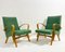 Mid-Century Modern Armchairs in Green Upholstery, Former Czechoslovakia, 1950s, Set of 2 2