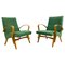 Mid-Century Modern Armchairs in Green Upholstery, Former Czechoslovakia, 1950s, Set of 2 1