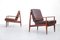 Danish Teak and Leather Armchairs by Grete Jalk for France & Søn, Set of 2 2