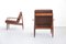 Danish Teak and Leather Armchairs by Grete Jalk for France & Søn, Set of 2 7