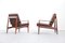 Danish Teak and Leather Armchairs by Grete Jalk for France & Søn, Set of 2 14