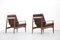 Danish Teak and Leather Armchairs by Grete Jalk for France & Søn, Set of 2 16