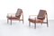 Danish Teak and Leather Armchairs by Grete Jalk for France & Søn, Set of 2 8