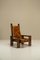 Sessel aus Ulmenholz und Leder im Stil von Pierre Chapo, Frankreich, 1970er 1