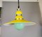 Large Industrial Yellow and Green Pull Down Hanging Lamp, 1970s 6