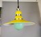 Large Industrial Yellow and Green Pull Down Hanging Lamp, 1970s, Image 6