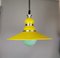 Large Industrial Yellow and Green Pull Down Hanging Lamp, 1970s 4